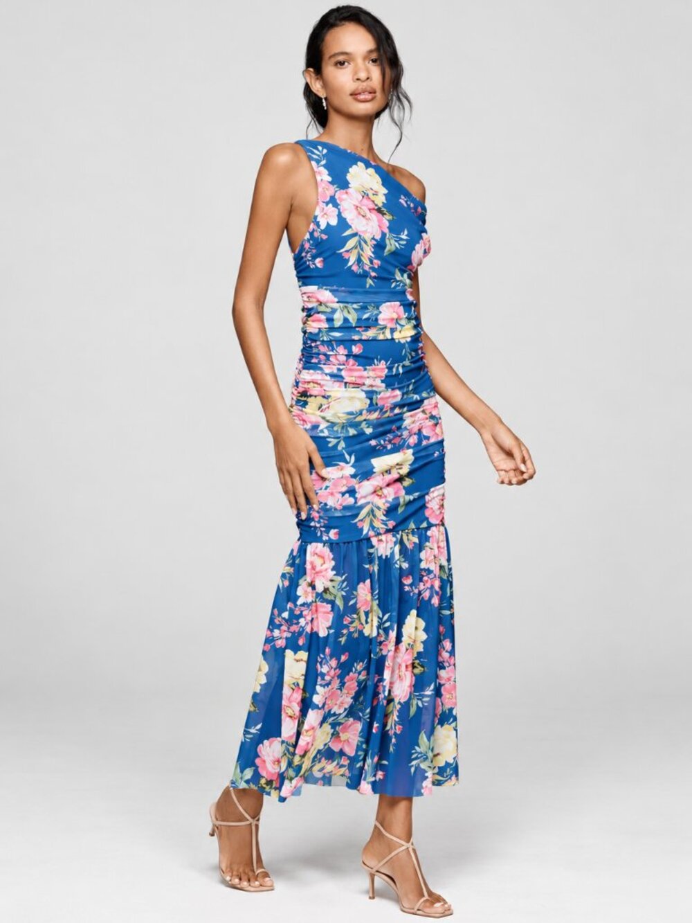 Anthropologie Off-Shoulder Printed Mesh Maxi